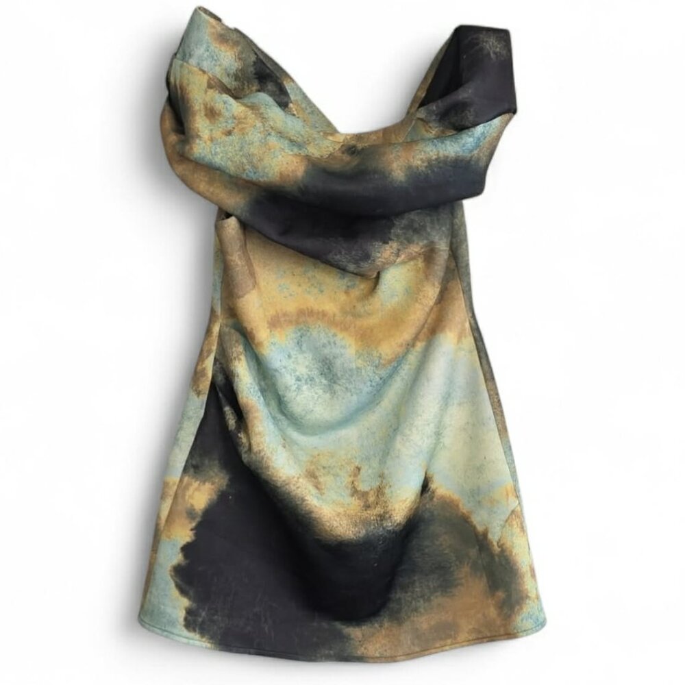 ASOS Design Dress Off Shoulder Blurred Abstract Print Sz 18